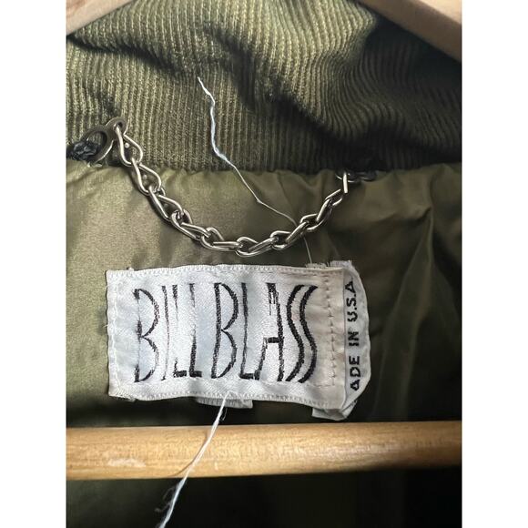 Vintage Bill Blass Olive Green Down Insulated Nylon Quilted Jacket Size L - Picture 7 of 10